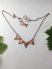 recycled copper pipe upcycled metal four triangle bunting necklace handmade in usa simple wealth art