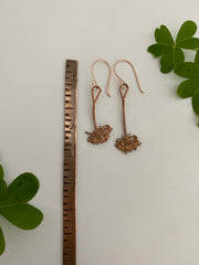recycled copper real parsley leaf earrings 14 karat rose gold simple wealth art made in usa