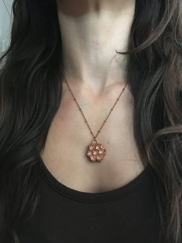 electroformed honeycomb pendant recycled copper made in usa simple wealth art