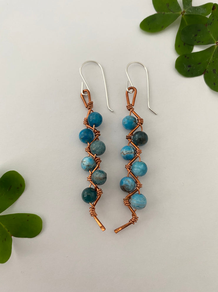 tourmalated quartz recycled copper electrical wire zig zag shape copper jewelery wire wrapped made in usa simple wealth art