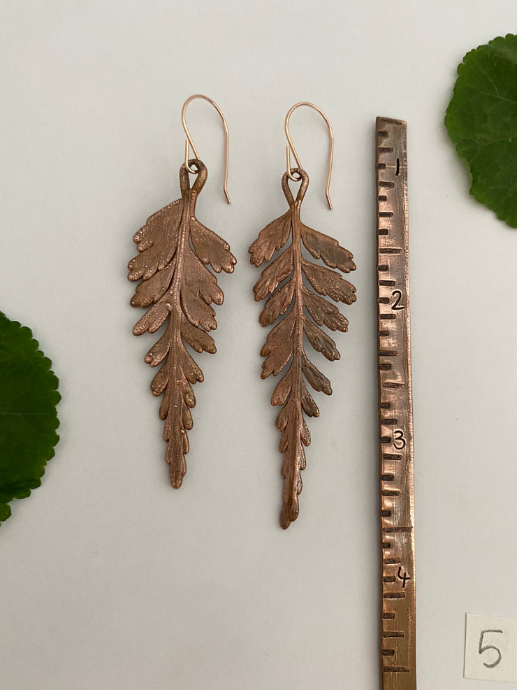 real mother fern earrings recycled copper 14 karat gold simple wealth art recycled copper made in usa
