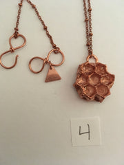 electroformed honeycomb pendant recycled copper made in usa simple wealth art
