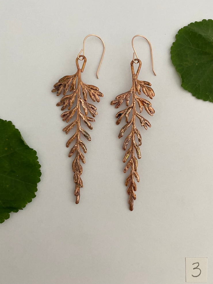 real mother fern earrings recycled copper 14 karat gold simple wealth art recycled copper made in usa
