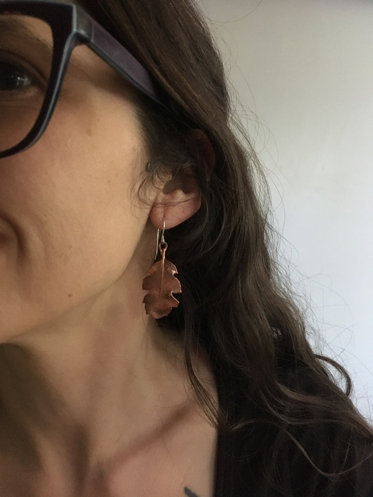 large tucker oak electroformed earrings recycled copper simple wealth art made in usa
