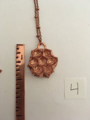 electroformed honeycomb pendant recycled copper made in usa simple wealth art