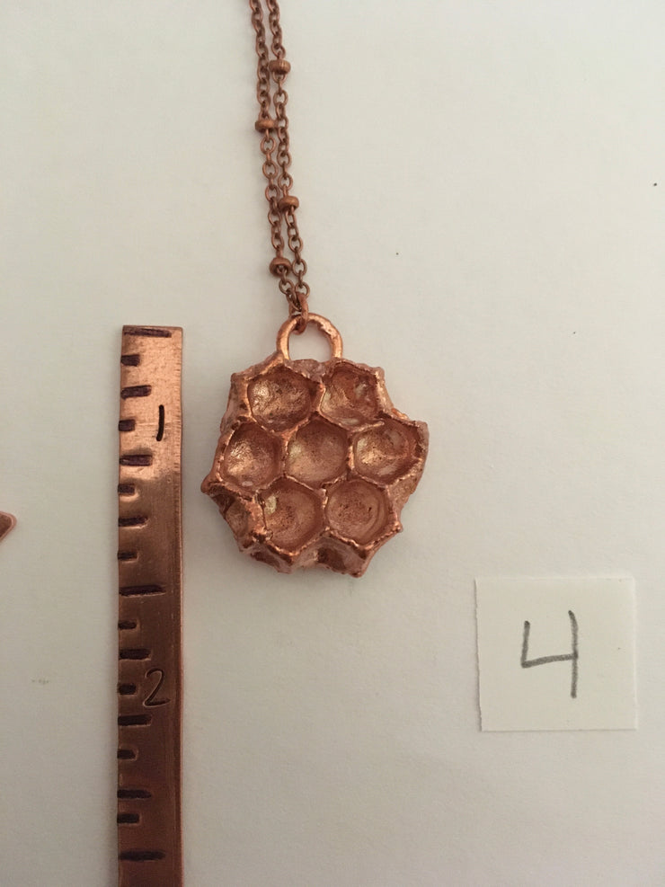 electroformed honeycomb pendant recycled copper made in usa simple wealth art