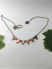 recycled copper plumbing pipe upcycle jewelry five triangle bunting necklace handmade in usa simple wealth art