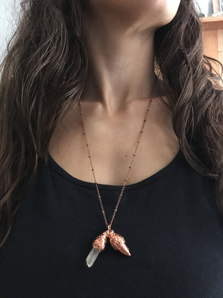 Quartz Crystal Acorn Necklaces