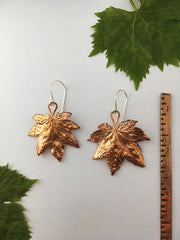 vine maple electroformed earrings recycled copper jewelry nature sterling silver made in usa simple wealth art