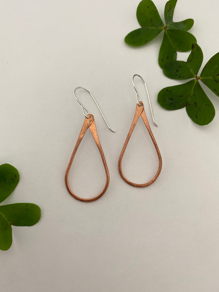 recycled copper natural gemstone sterling silver earrings tear drop made in usa simple wealth art