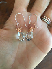 recycled copper topped electroformed asfour crystal earrings prism simple wealth art made in usa simple wealth art