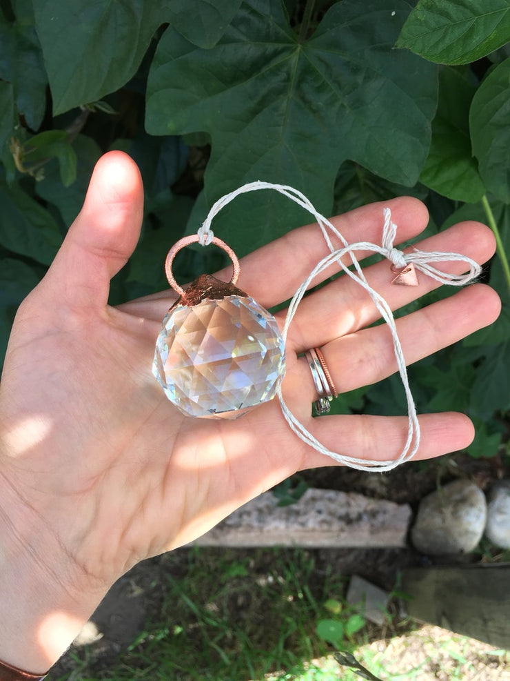 recycled copper topped rainbow maker electroformed glass crystal prism physics simple wealth art made in usa