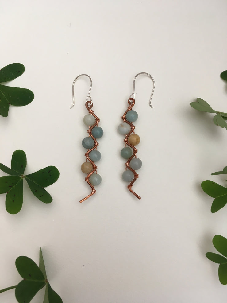 amazonite recycled copper electrical wire zig zag shape copper jewelery wire wrapped made in usa simple wealth art