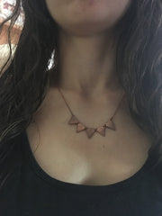 recycled copper pipe four triangle bunting necklace upcycle metal handmade in usa simple wealth art