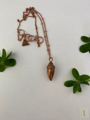 acorn necklace electroplated with recycled copper by simple wealth art made in usa