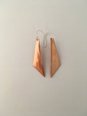 recycled copper pipe dagger earrings simple wealth art upcycled recycled metal jewelry made in usa