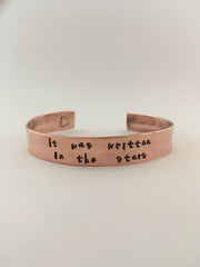 It was written in the stars recycled copper affirmation cuff mantra band simple wealth art