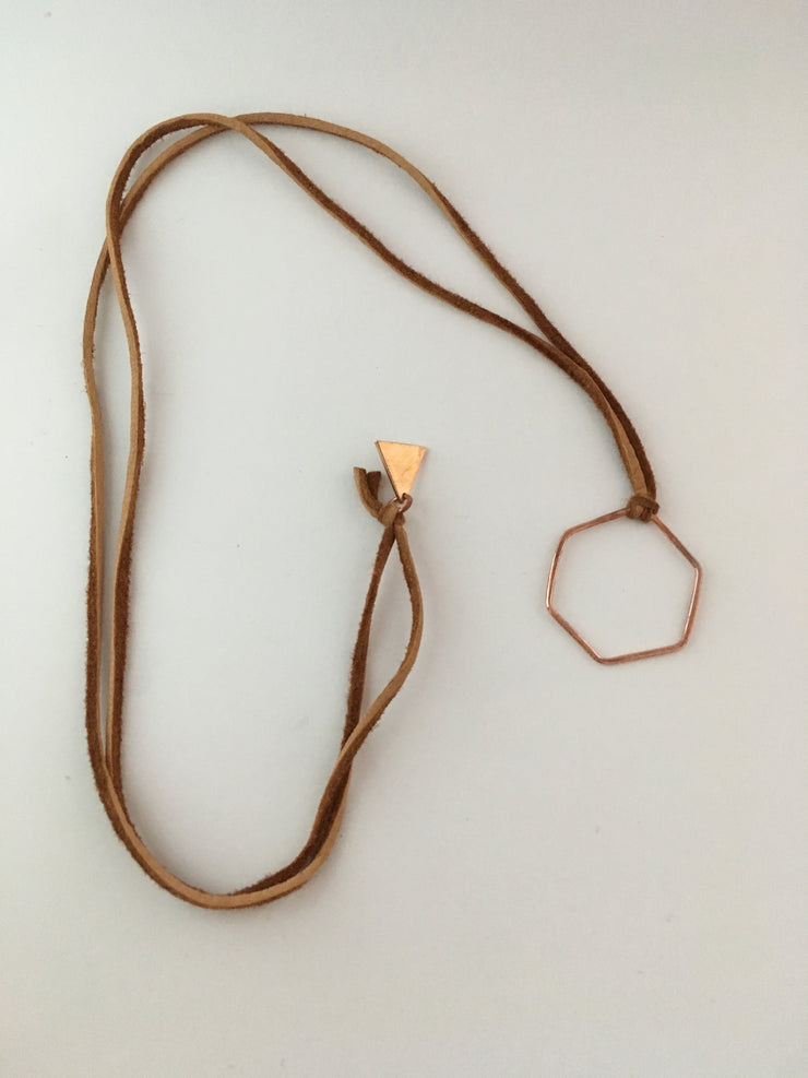 recycled copper electrical wire hexagon necklace simple wealth art