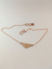 Isosceles triangle necklace recycled brass drum cymbal upcycle simple wealth art