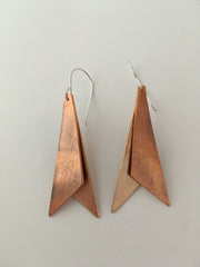 double dagger recycled copper and brass earrings simple wealth art