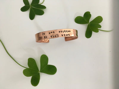 It was written in the stars recycled copper affirmation cuff mantra band simple wealth art