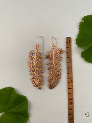 yarrow leaves electroplated recycled copper handmade 14 karat rose gold fill ear wire made is usa simple wealth art