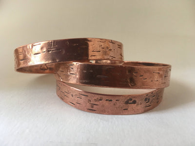 tree bark texture recycled copper bracelet upcycled cuff simple wealth art
