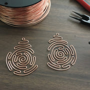 copper labyrinth earrings archemedes spiral