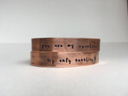 you are my sunshine recycled copper mantra cuff upcycled plumbing pipe affirmation bracelet simple wealth art