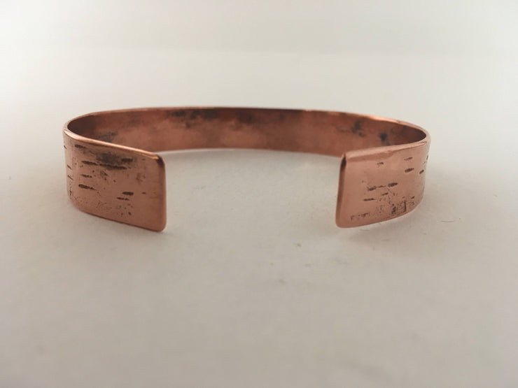 tree bark texture recycled copper bracelet upcycled cuff simple wealth art