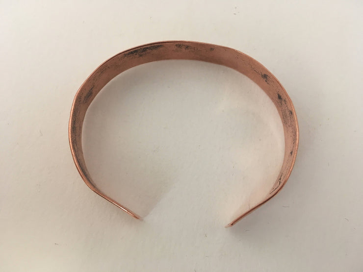 tree bark texture recycled copper bracelet upcycled cuff simple wealth art
