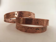 tree bark texture recycled copper bracelet upcycled cuff simple wealth art
