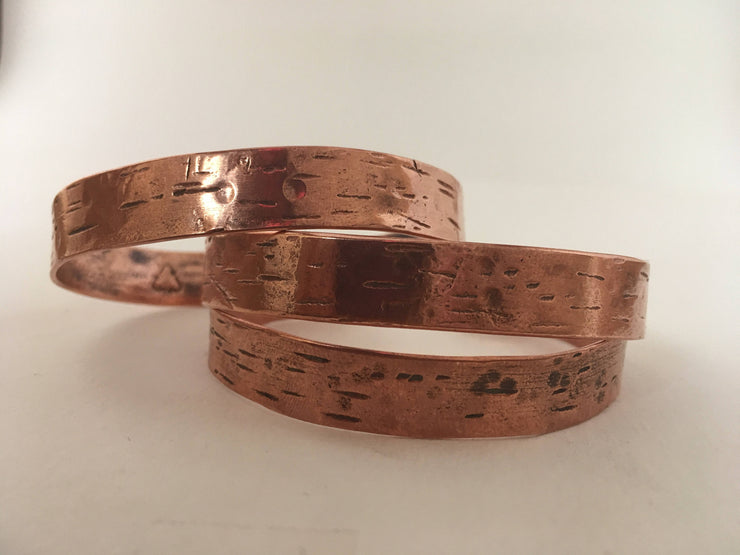 tree bark texture recycled copper bracelet upcycled cuff simple wealth art