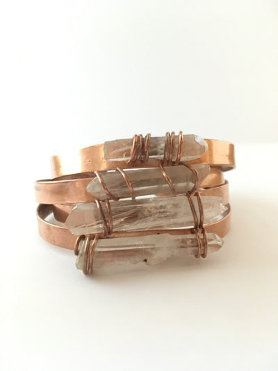 recycled copper crystal cuff simple wealth art
