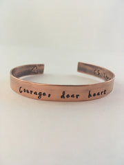 courage dear heart c. s. lewis quote recycled copper mantra cuff bracelet simple wealth
