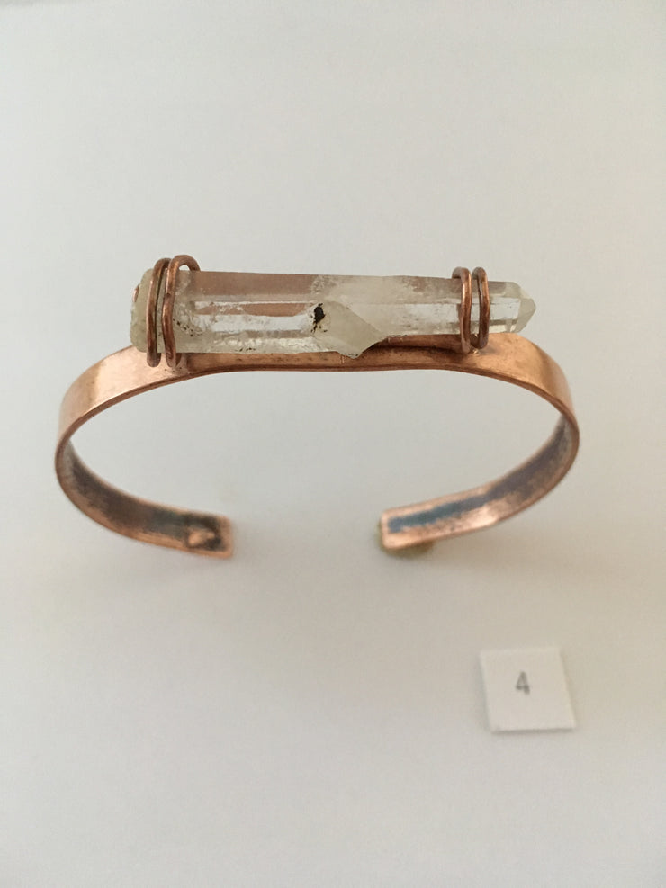 Quartz Point and Recycled Copper Cuff Bracelet