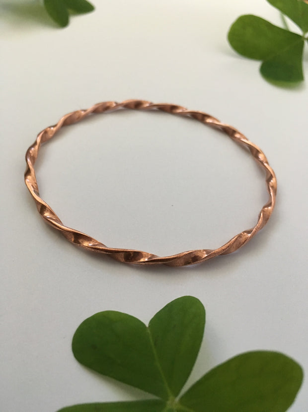 recycled copper electrical wire twisted bangle bracelet mantra band simple wealth art made in usa