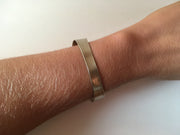 recycled drum cymbal bracelet upcycled brass flared cuff musician drummer simple wealth