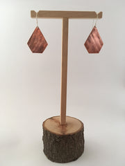 copper pentagon shaped brass earrings recycled metal simple wealth art