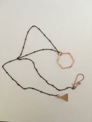recycled copper hexagon necklace orbit chain simple wealth