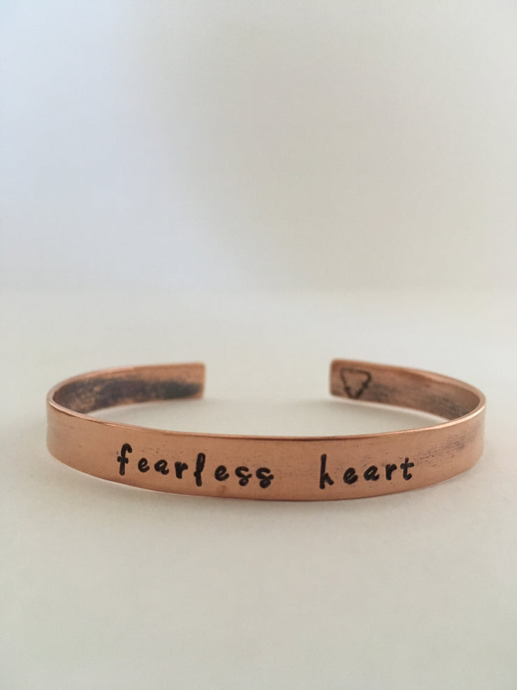 fearless heart affirmation cuff recycled copper manta band simple wealth art