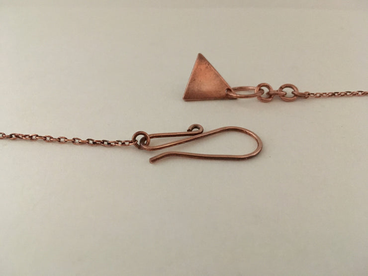 recycled copper triangle bunting necklace upcycled plumbing pipe simple wealth art