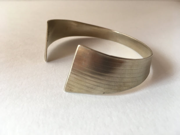 recycled drum cymbal bracelet upcycled brass flared cuff musician drummer simple wealth
