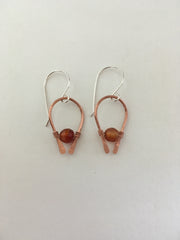 carnelian faceted arch recycled copper earring simple wealth art made in usa wire wrap sterling silver