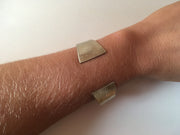 recycled drum cymbal bracelet upcycled brass flared cuff musician drummer simple wealth