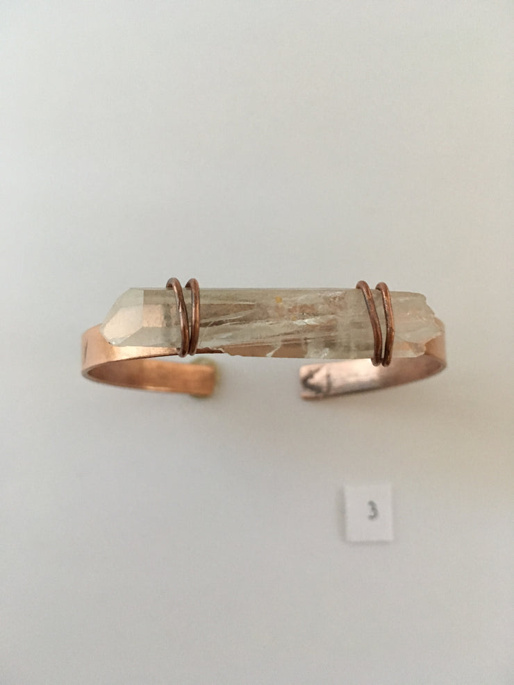 recycled copper crystal cuff simple wealth art