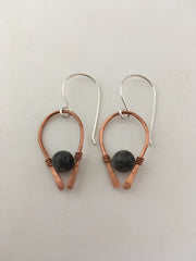 labradorite gemstone arch recycled copper earring simple wealth art made in usa wire wrap sterling silver
