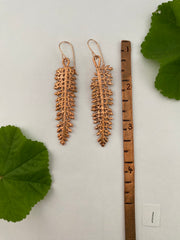 yarrow leaves electroplated recycled copper handmade 14 karat rose gold fill ear wire made is usa simple wealth art