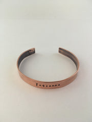 patience recycled copper mantra cuff upcycled plumbing pipe affirmation cuff