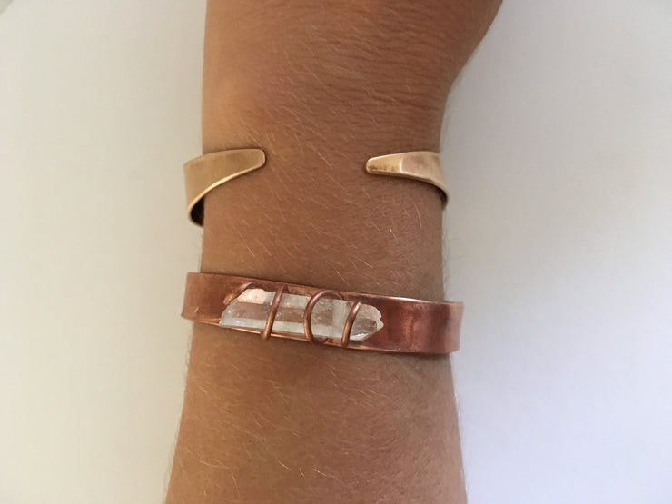 quartz point recycled copper cuff upcycled plumbing pipe simple wealth art